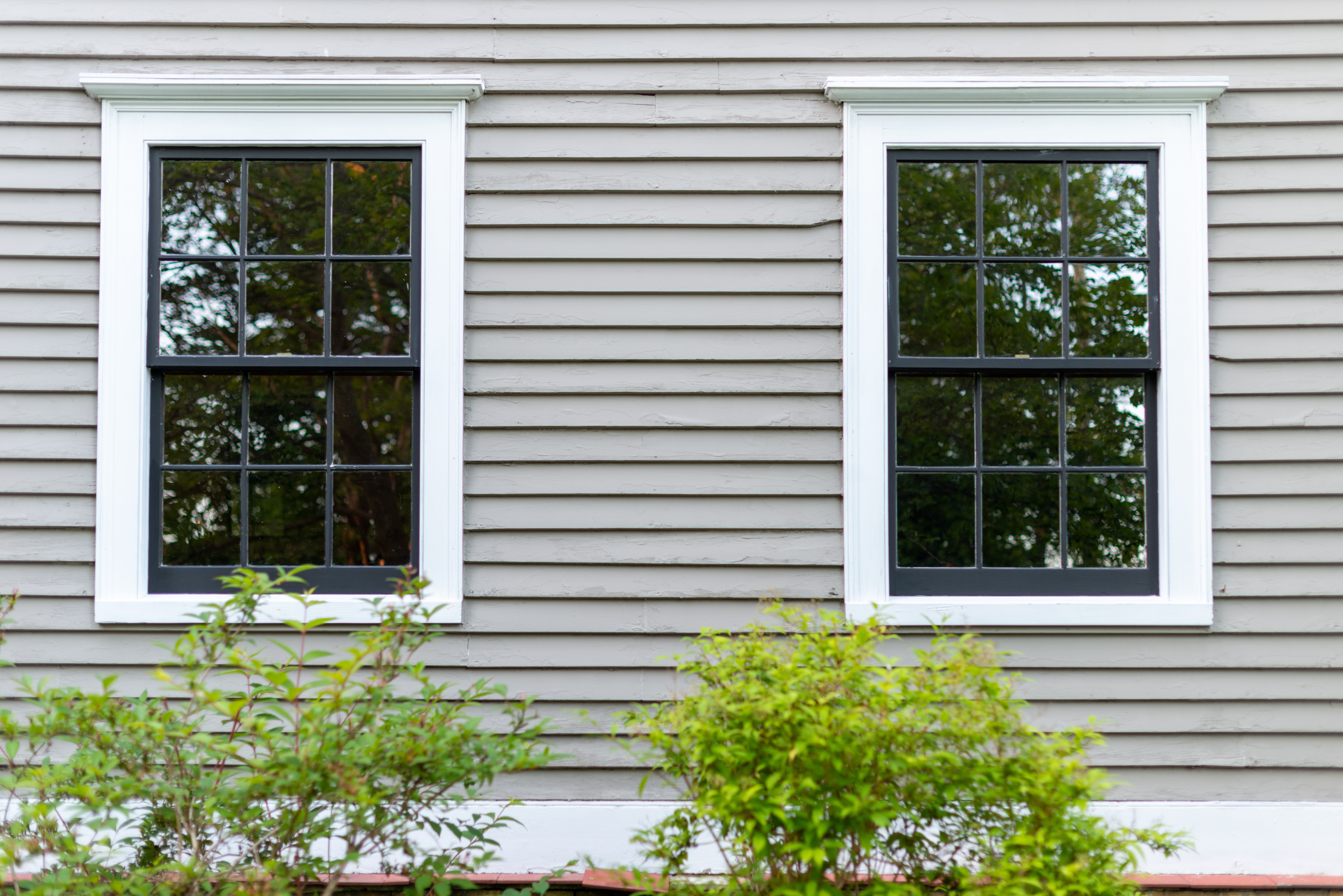Two windows exterior house