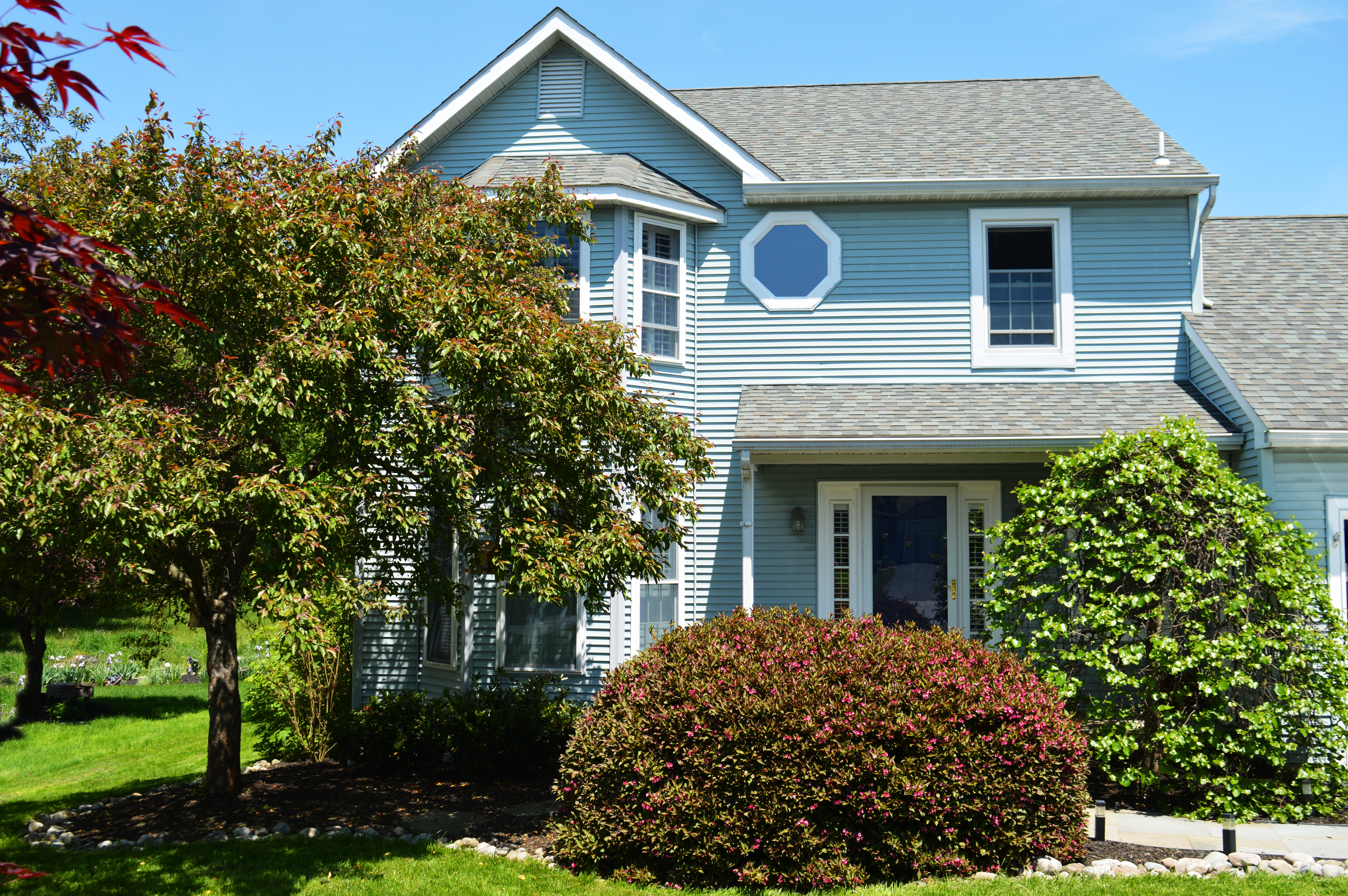 House exterior in light blue
