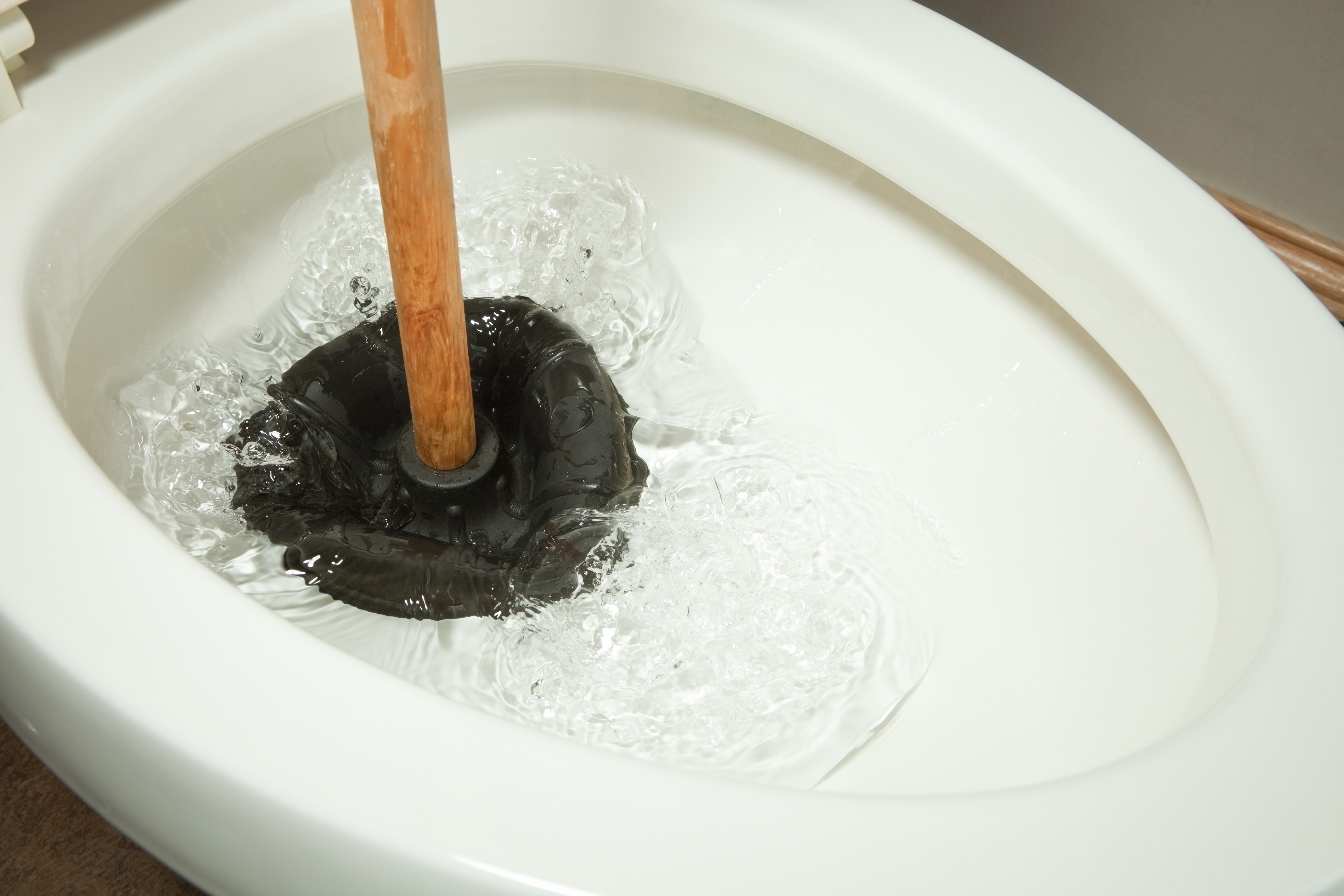 A plunger used to unclog a toilet