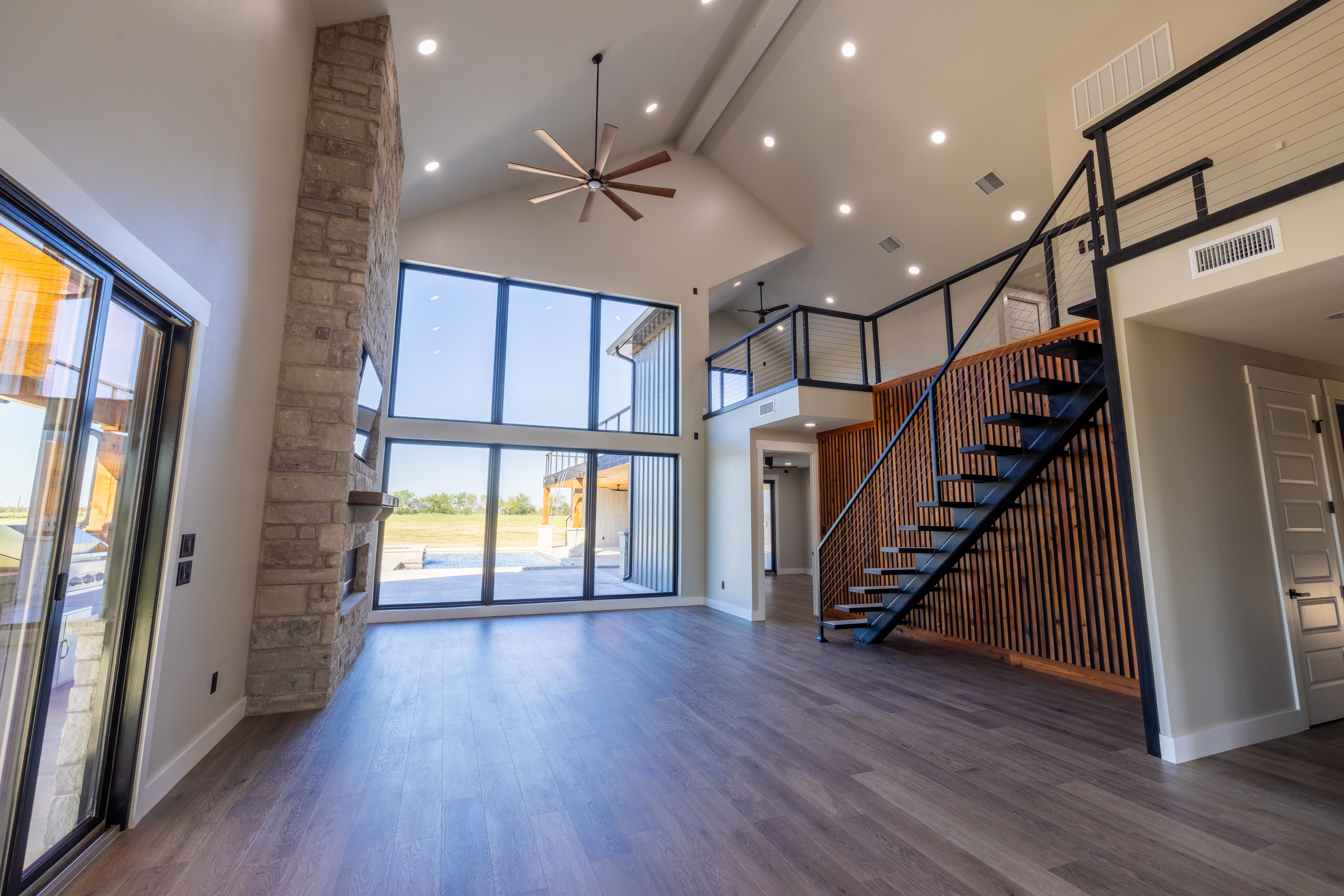 living room are in barn home