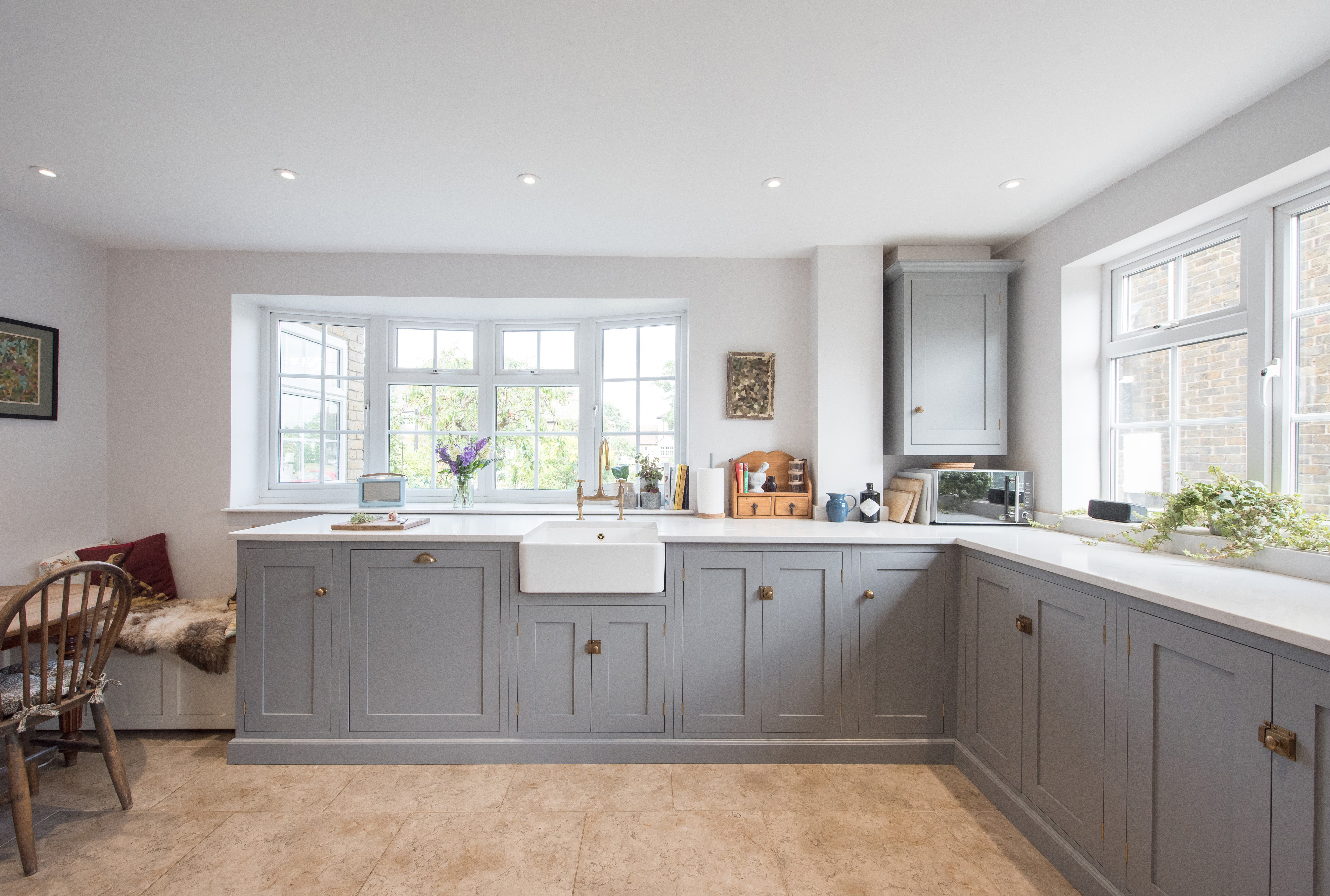 kitchen with limestone floor