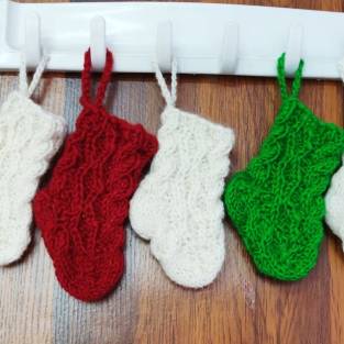 Weihnachten Mini-Socken Weiss Rot und Grün