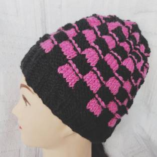 pink und schwarz checkers mütze