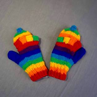 Regenbogen Handschuhe  aus hochwertiger Schafswolle