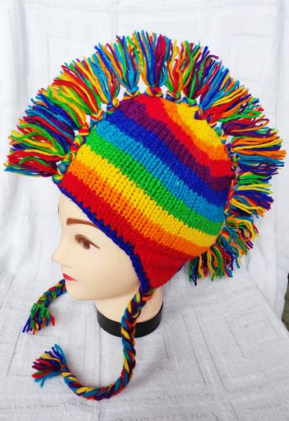 Bunt Rainbow Mohawk Ohrenklappenmütze