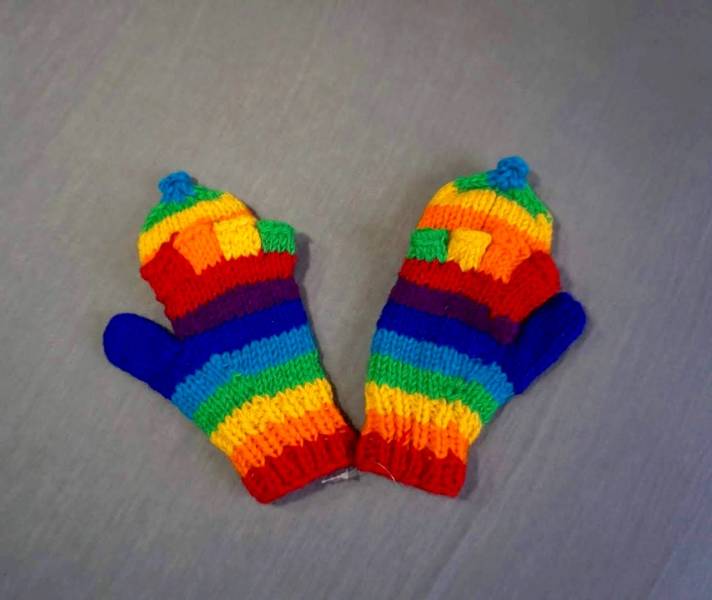 Regenbogen Handschuhe  aus hochwertiger Schafswolle