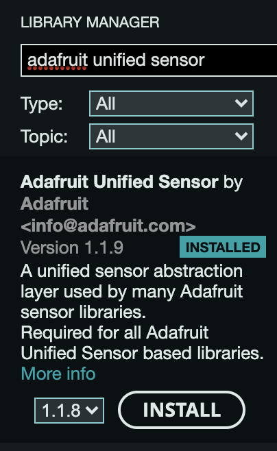 Adafruit Unified Sensor library
