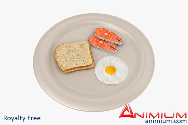 bread egg salmon 3d model