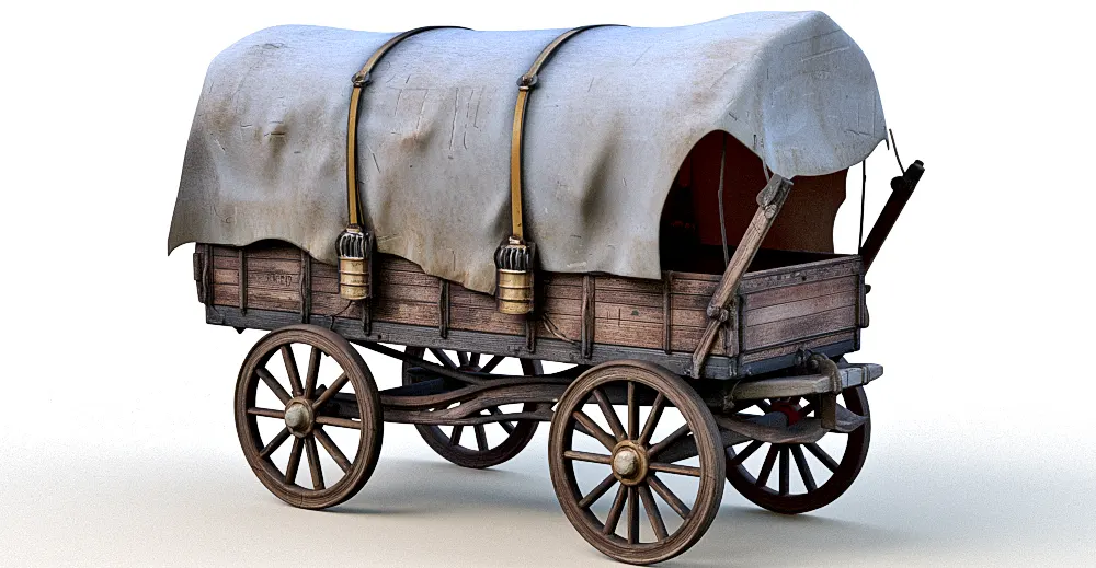 Wooden Carriage 3d model
