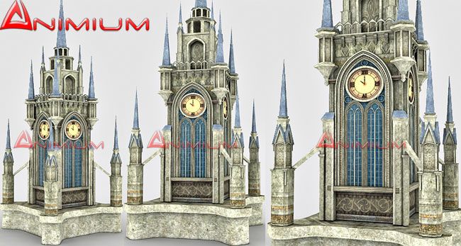 3d models Medieval clock tower
