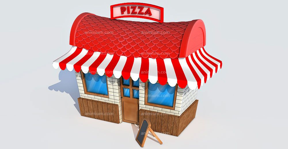 Cartoon Pizza Shop 3d model