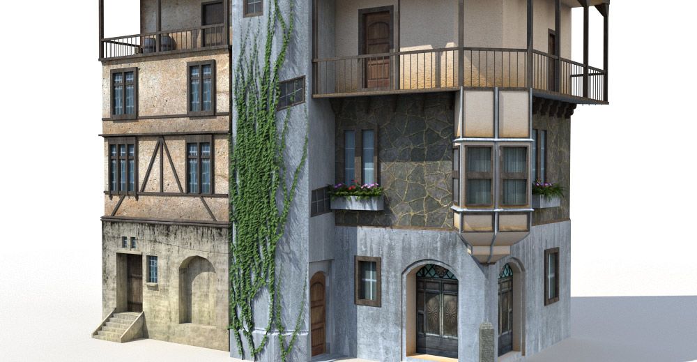 Medieval House 3d model closeup