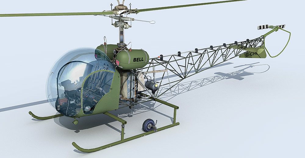 Bell 47 helicopter 3d model