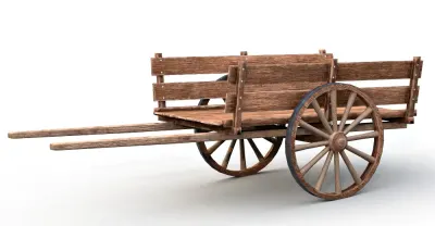 Wooden Cart 3d model2