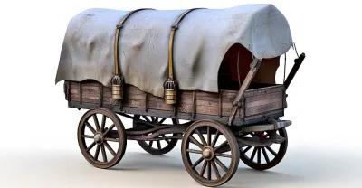 Wooden Carriage 3d model