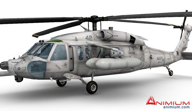 MH-60 Black Hawk helicopter 3d model with Cockpit