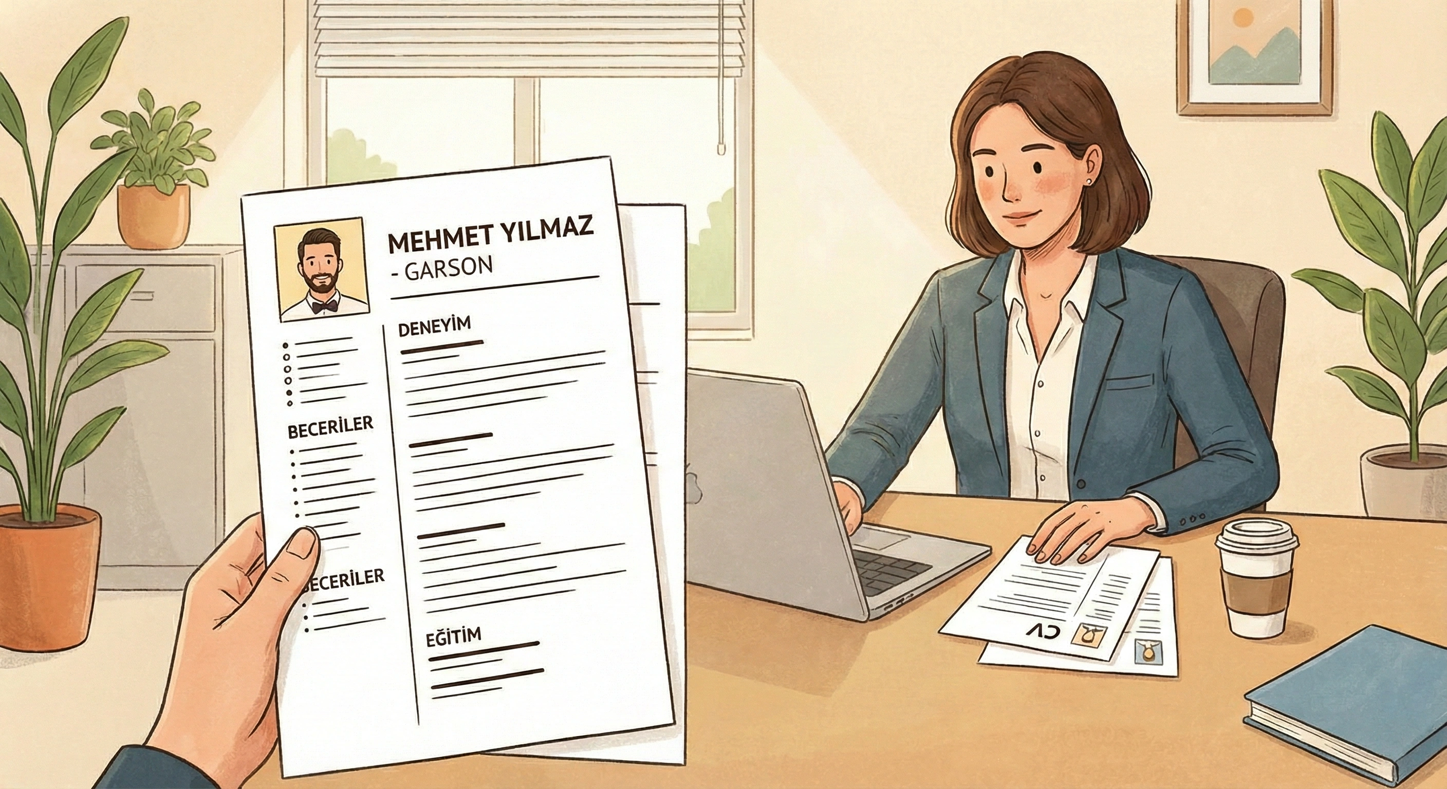 A clean and well-structured waiter CV reviewed by a recruiter