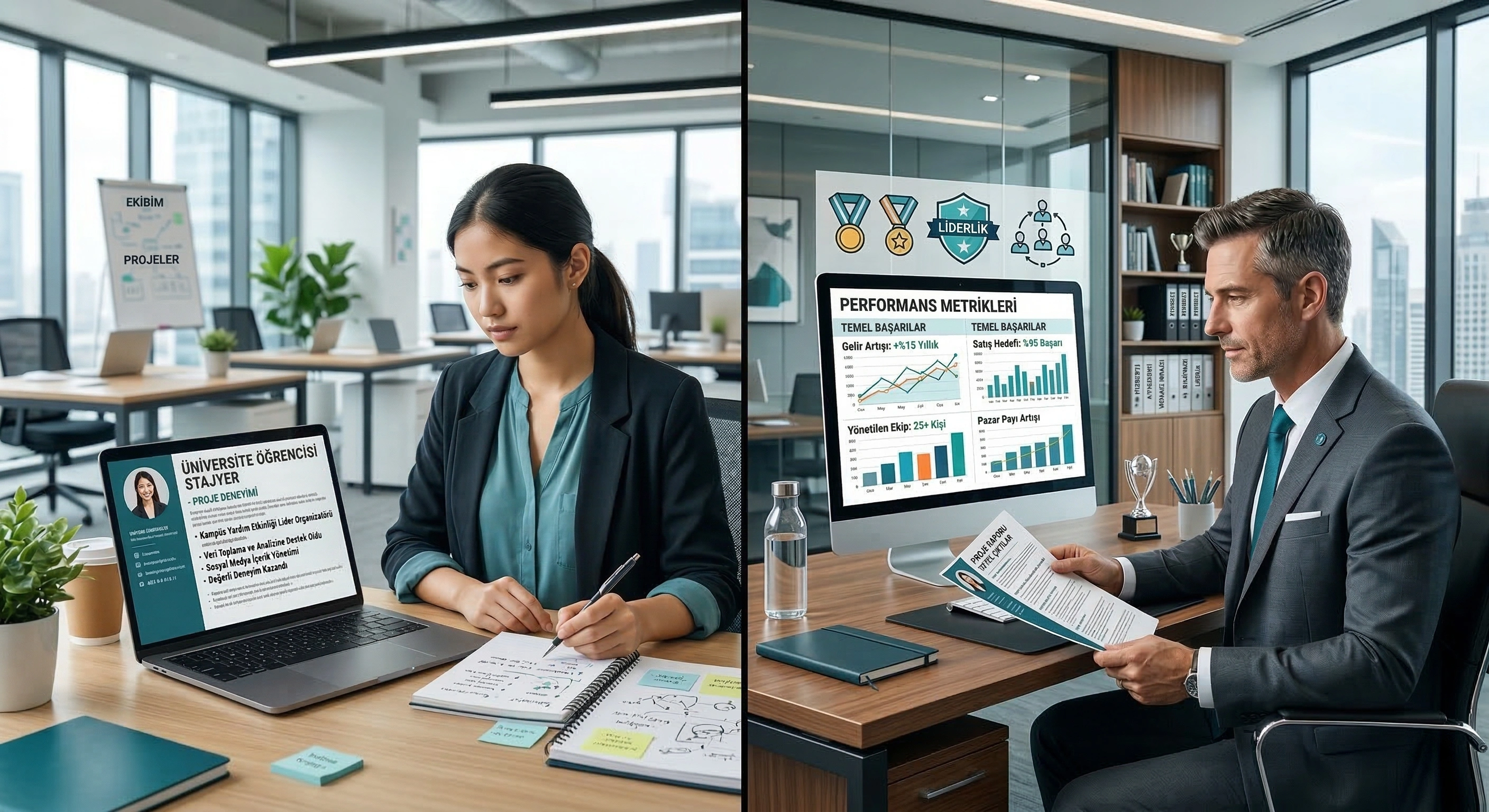 Stajyer CV ve deneyimli CV karşılaştırması