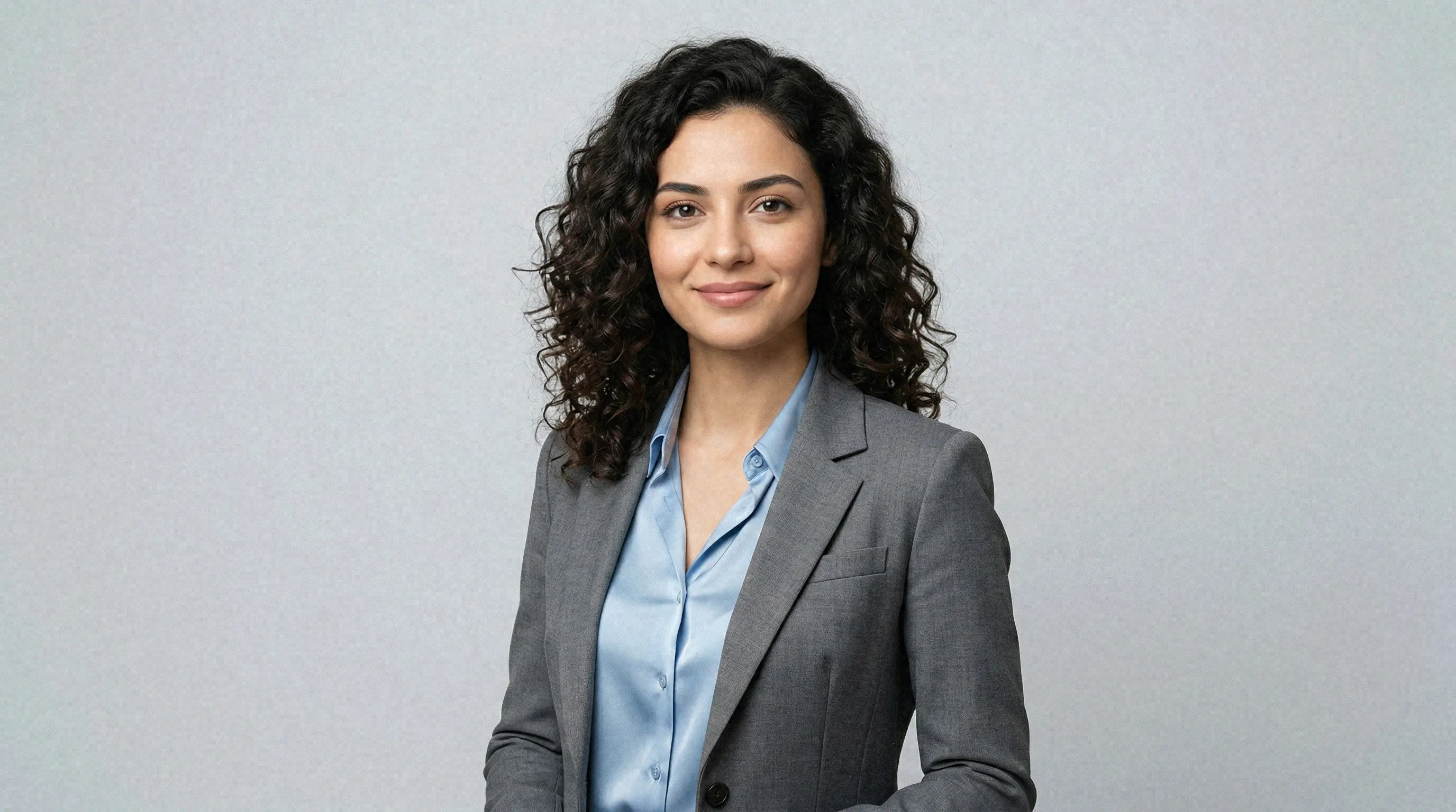 Sade arka plan önünde profesyonel başvuru fotoğrafı çekilen aday