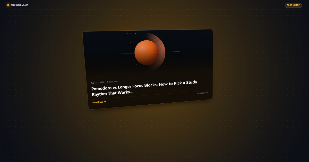 Preview card for Pomodoro vs Longer Focus Blocks: How to Pick a Study Rhythm That Works