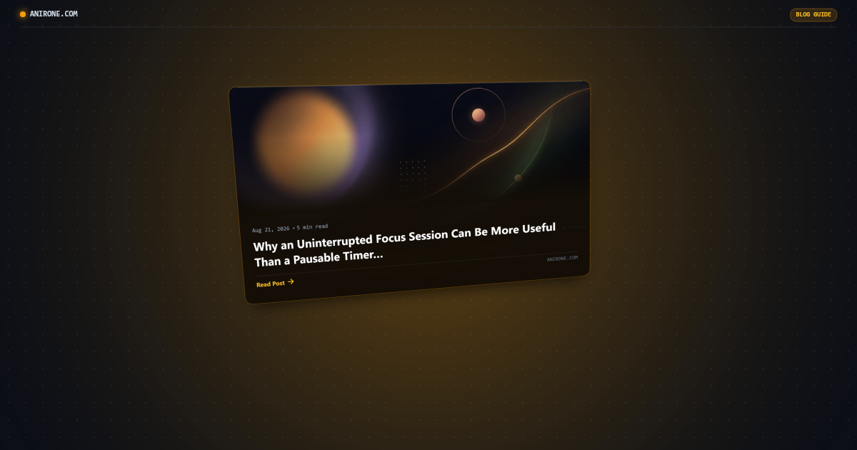 Preview card for Why an Uninterrupted Focus Session Can Be More Useful Than a Pausable Timer