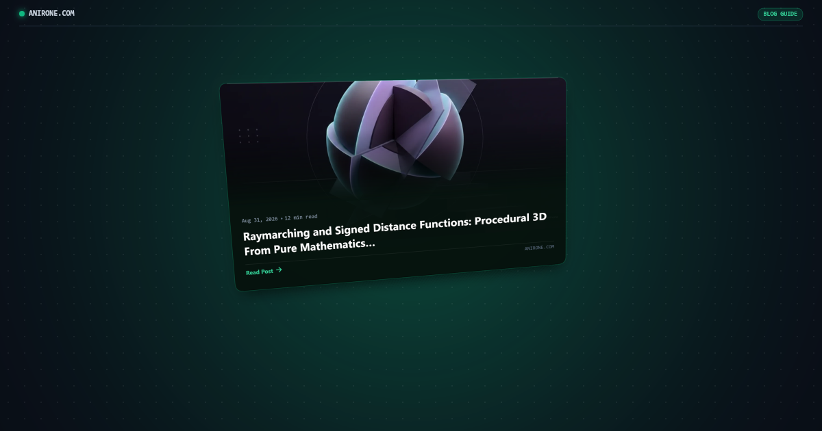 Preview card for Raymarching and Signed Distance Functions: Procedural 3D From Pure Mathematics
