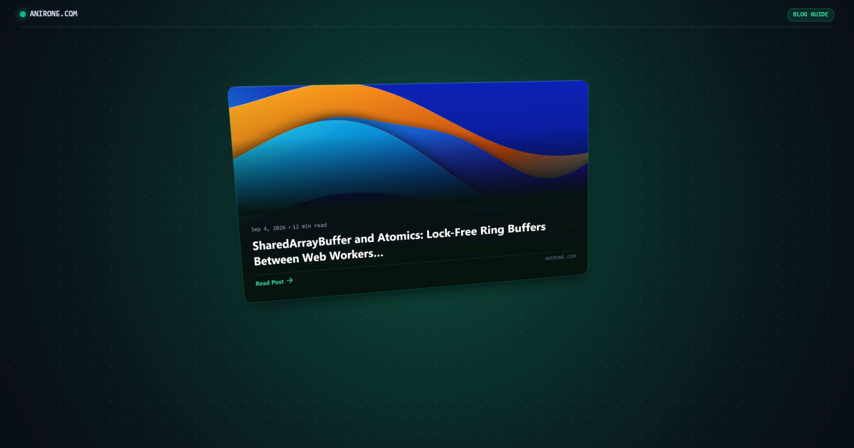 Preview card for SharedArrayBuffer and Atomics: Lock-Free Ring Buffers Between Web Workers