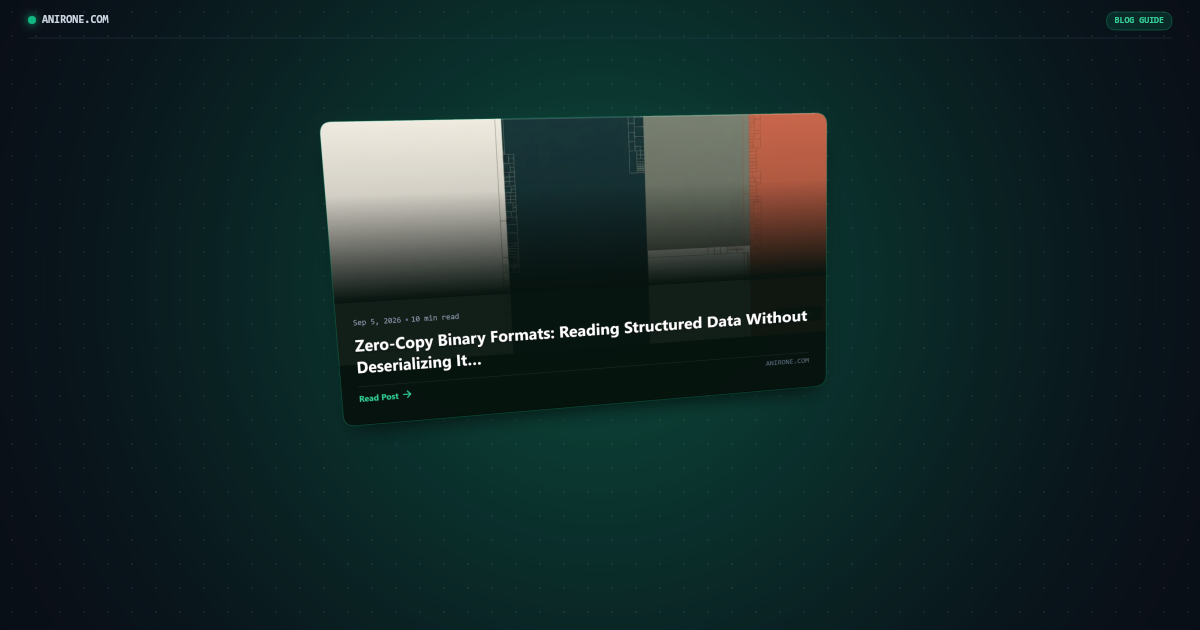 Preview card for Zero-Copy Binary Formats: Reading Structured Data Without Deserializing It