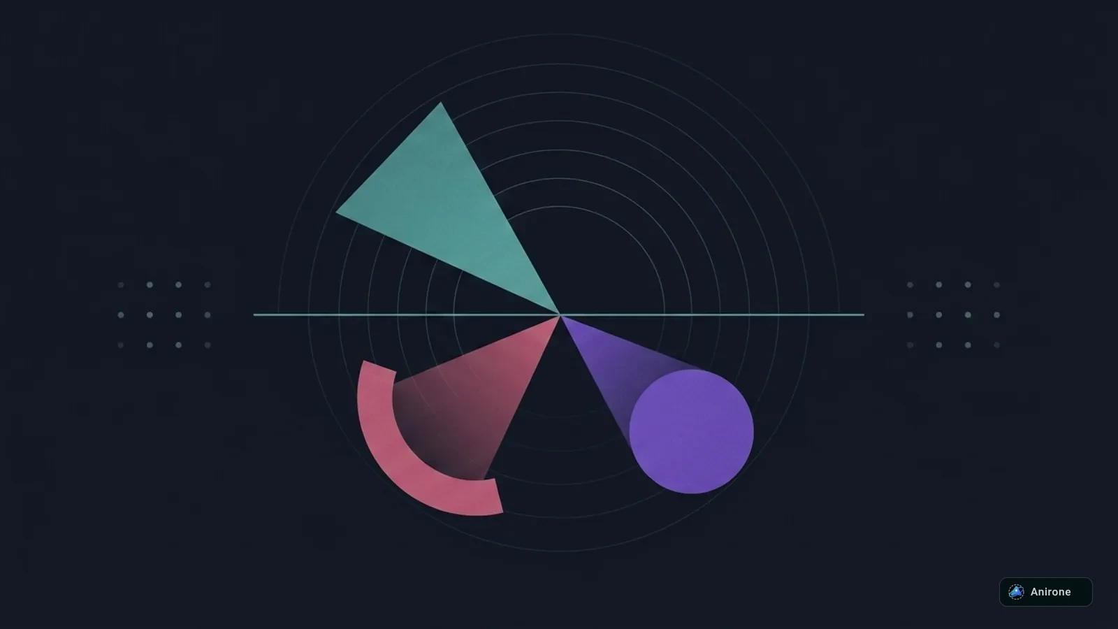 Swiss modernism multi-peer geometric tokens converging toward a shared synchronization axis line