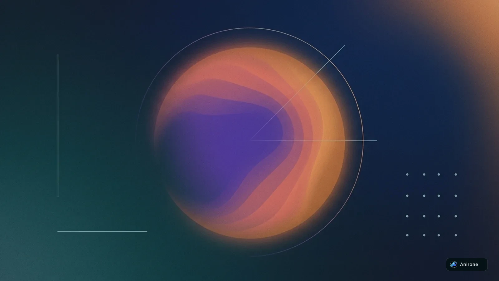 Minimalist abstract spectral OKLCH color gamut waves and luminous gradient sphere with fine film grain