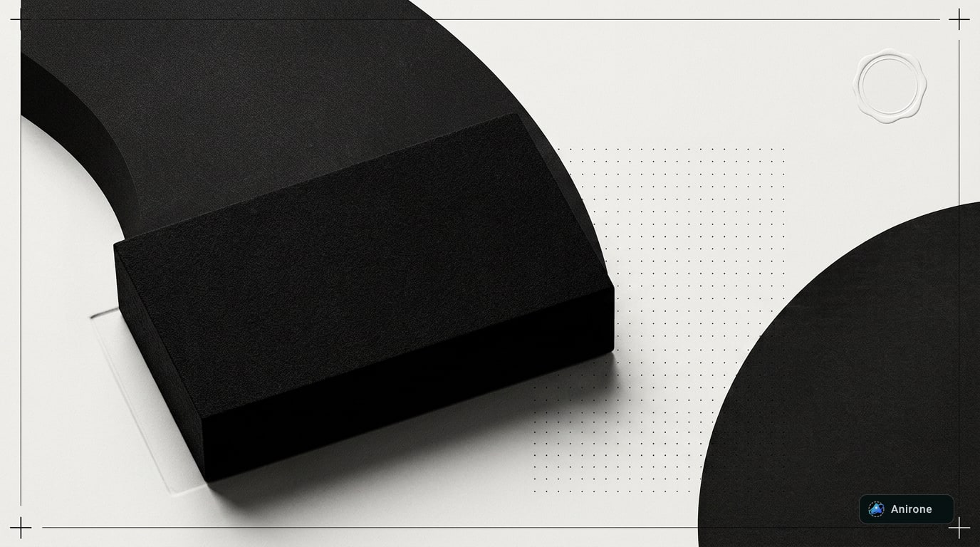 Stark monochrome editorial sculpture with solid black redaction block and debossed paper substrate