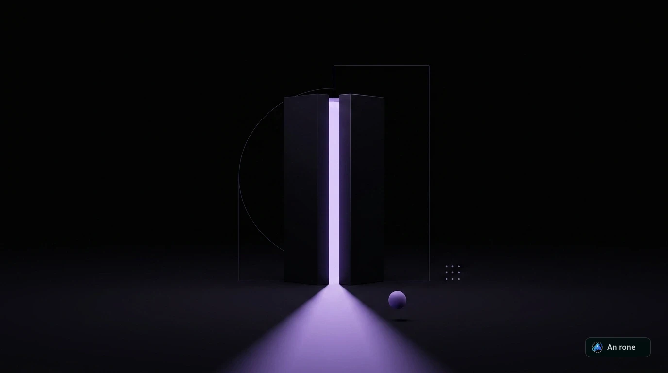 Minimalist 3D rotated cryptographic vault cube with lavender-violet edge lighting and orbital wireframe