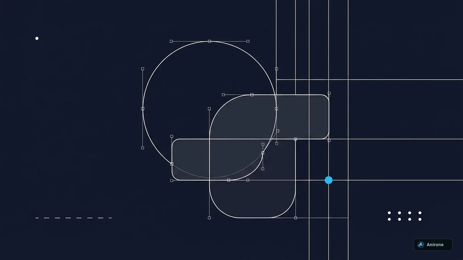 Minimalist line art composition contrasting a razor-thin Bézier curve spline against an orthogonal raster node grid