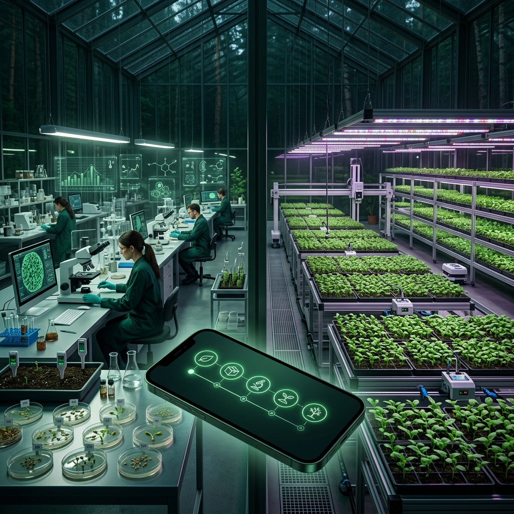 Scientists conducting seed viability tests in laboratory