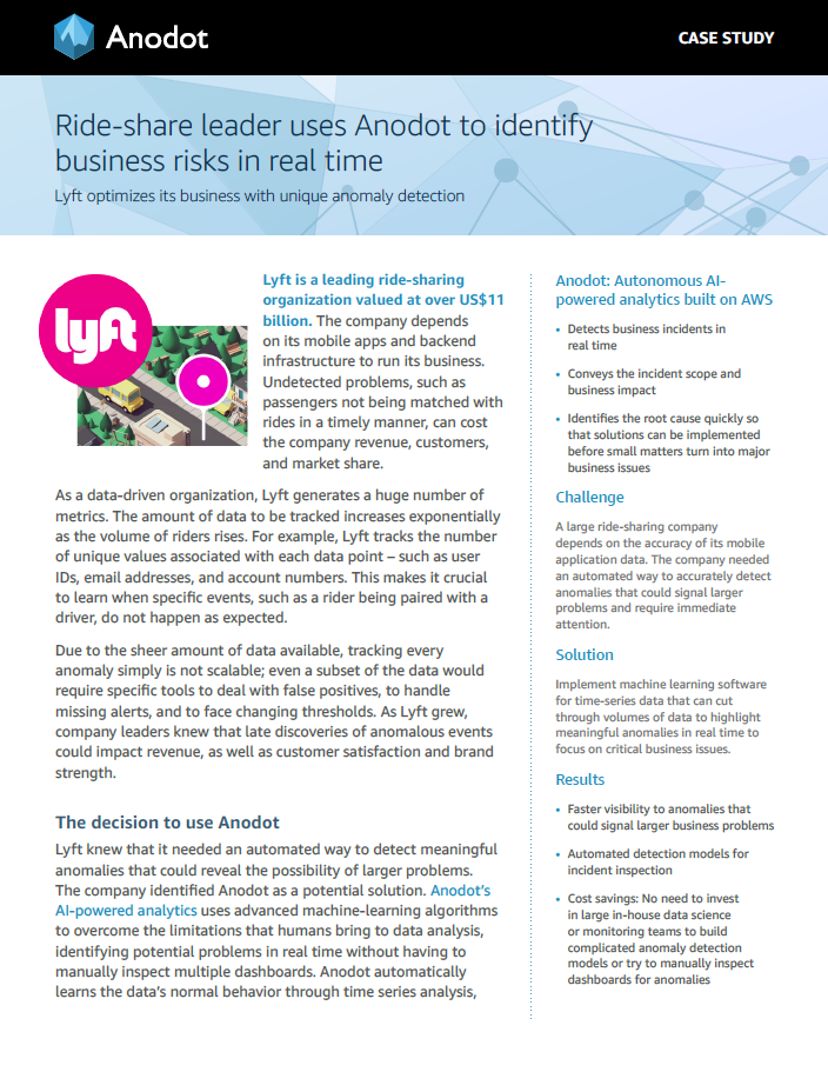 Lyft optimizes Anodot
