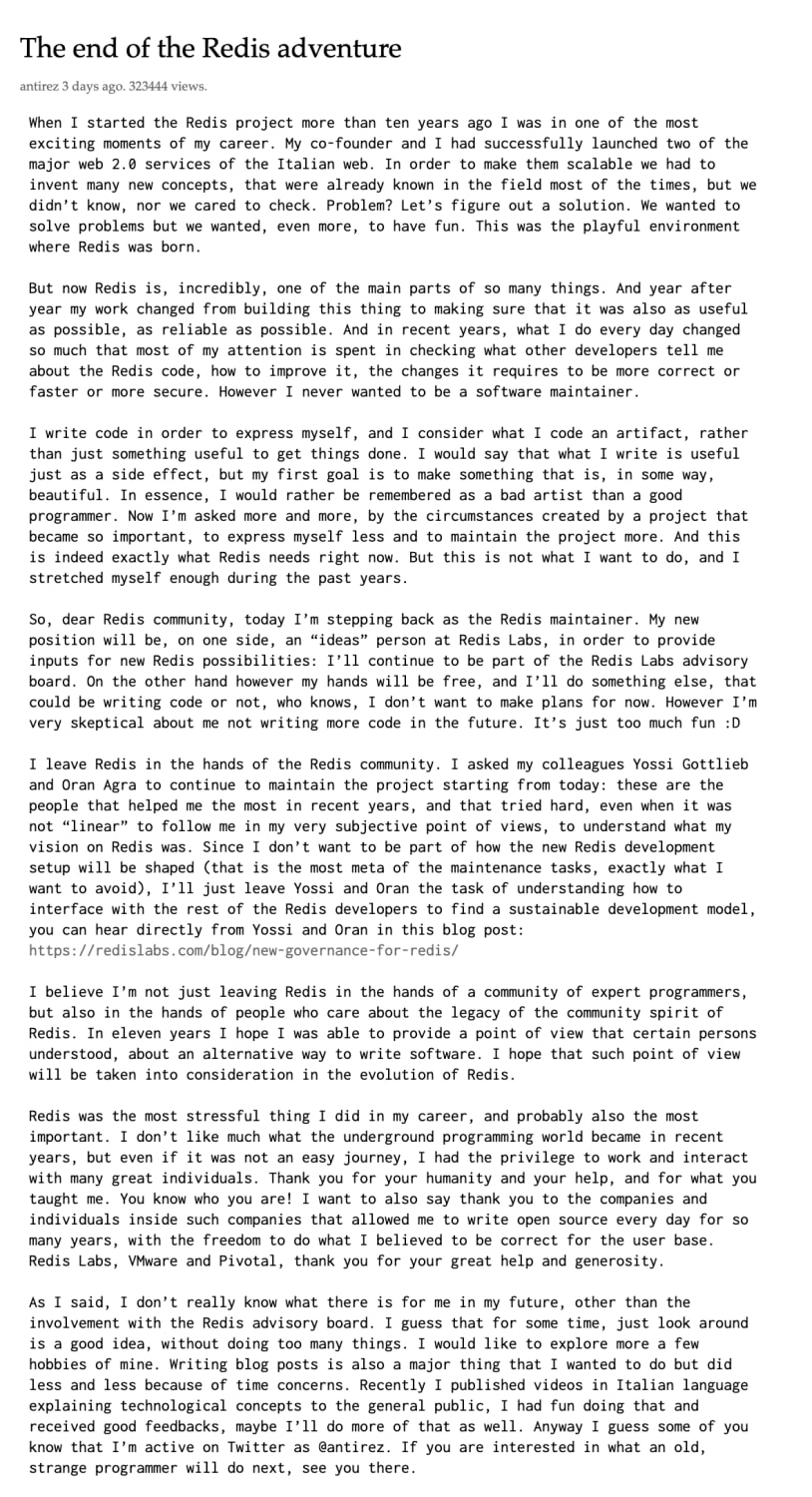 The end of the Redis adventure