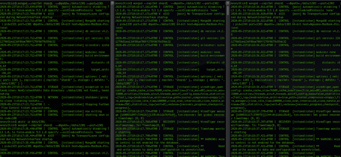 setup replica set mongoDB