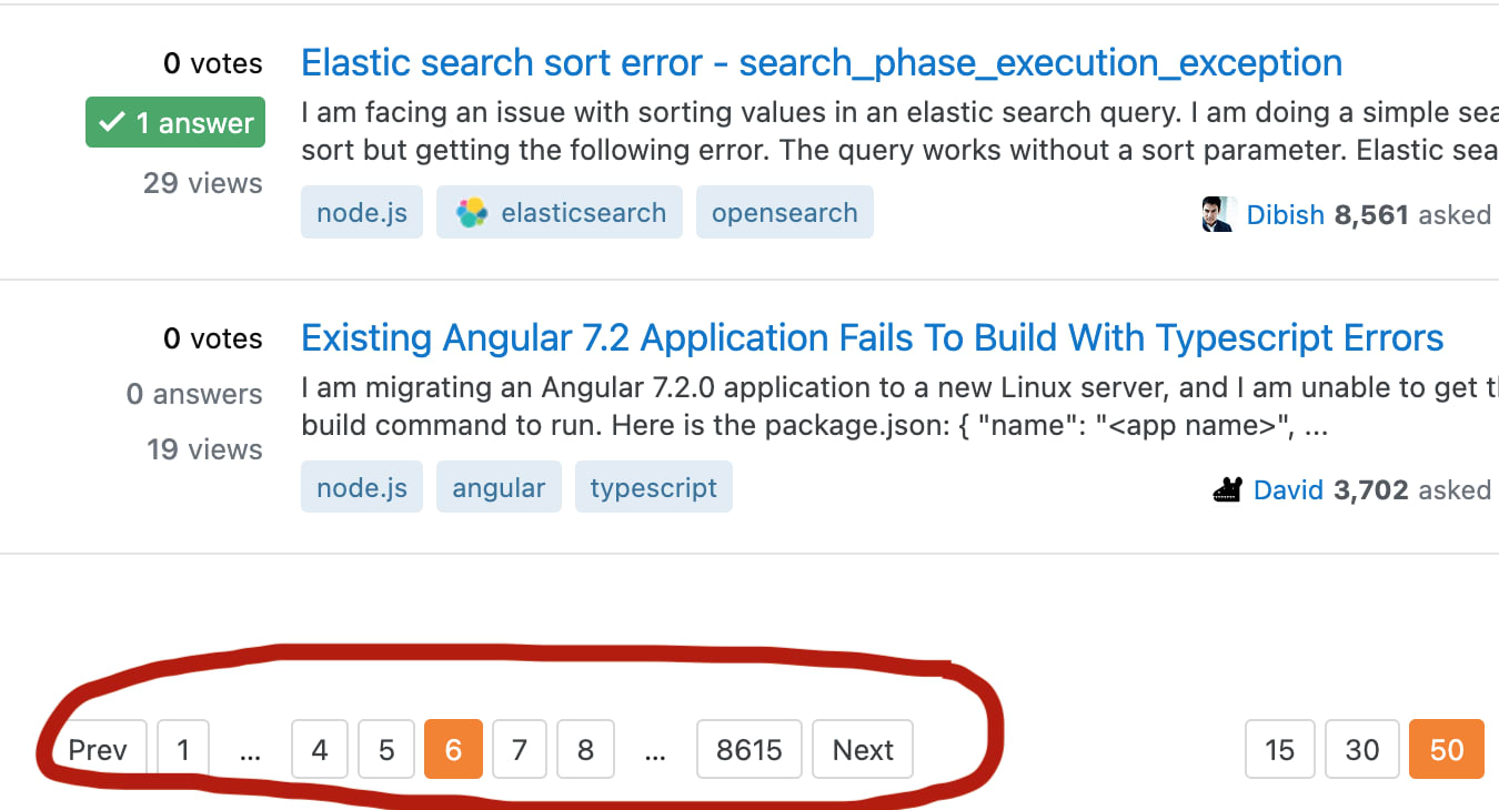 stackoverflow Pagination