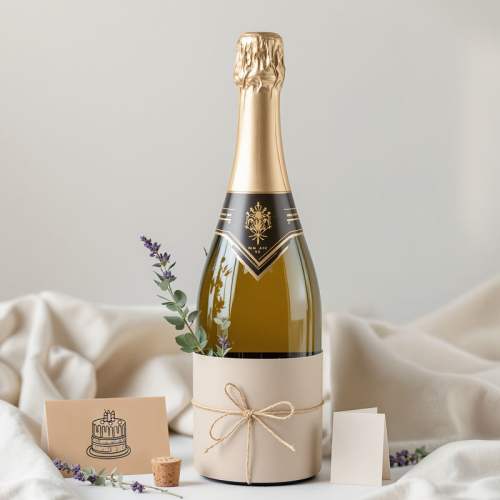 Champagne inslagen för att ge bort i present.