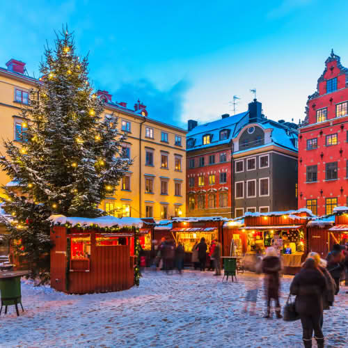 Julmarknad på Stortorget i Stockholm.