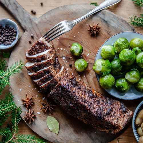 Julkryddad fläskfilé med aprikoser