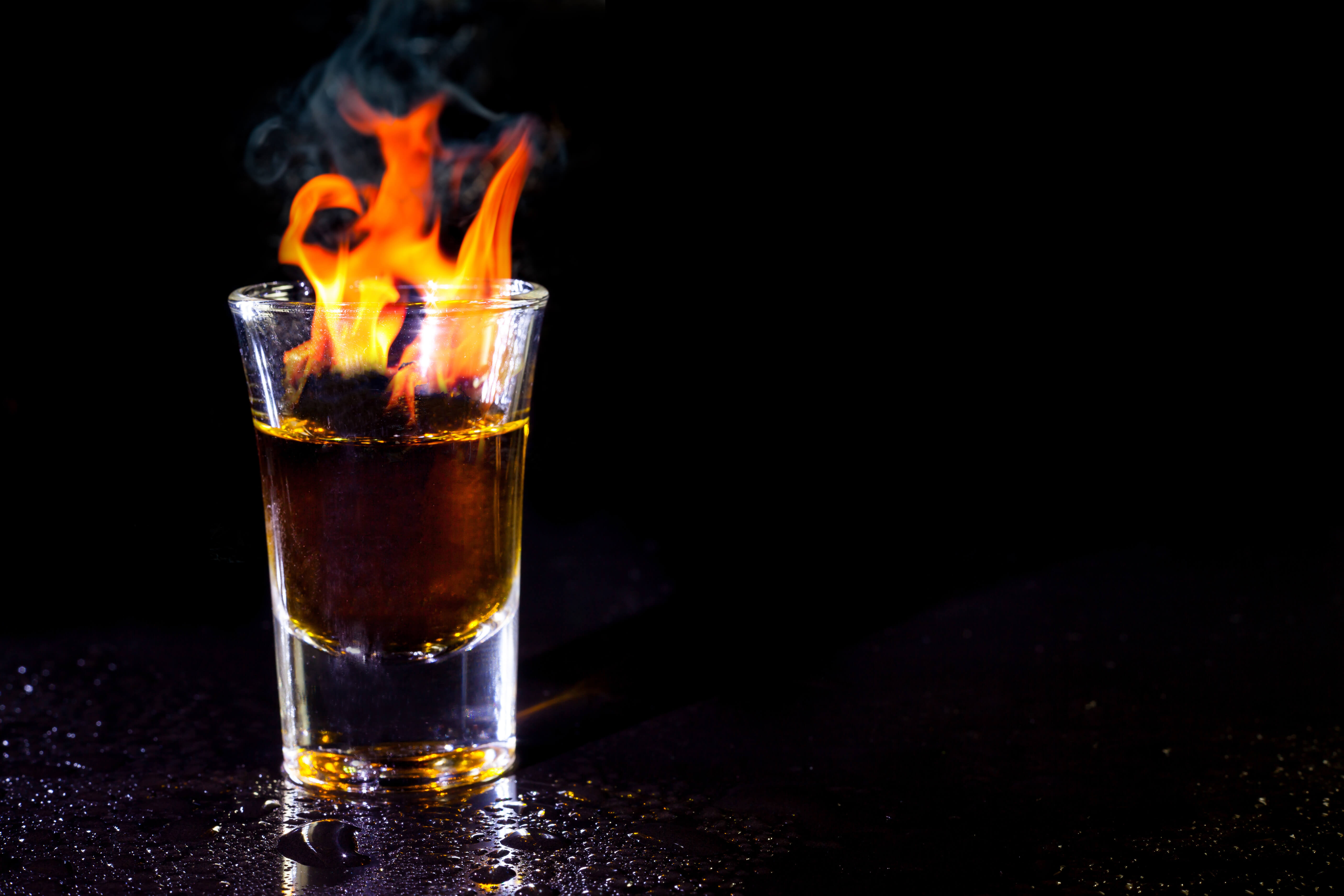 Alcohol shot on fire