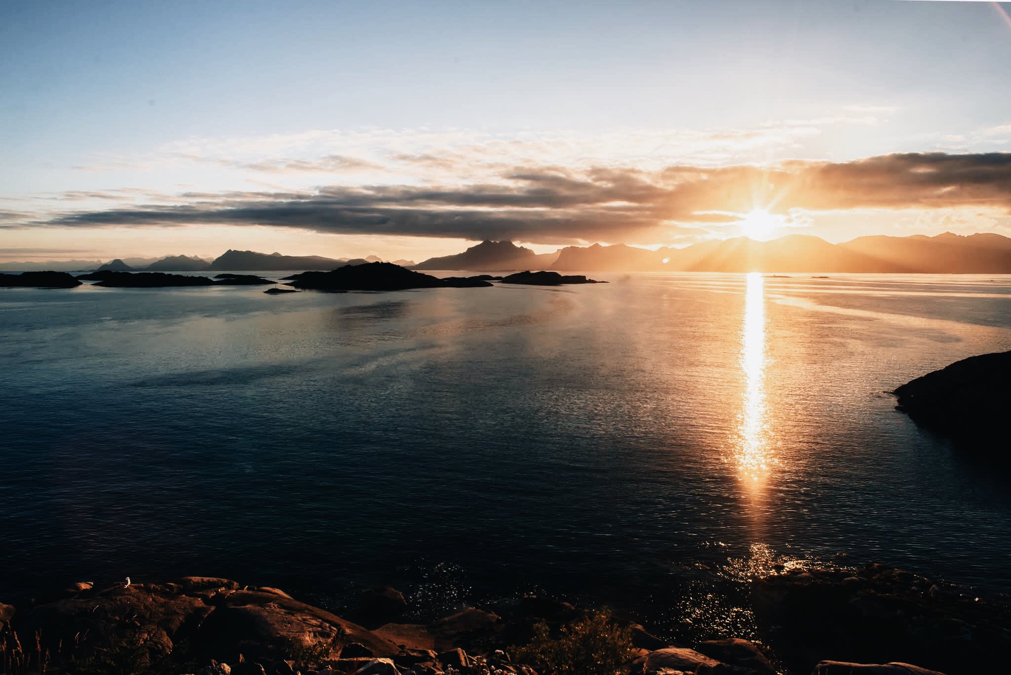 Sunset over Nordic islands