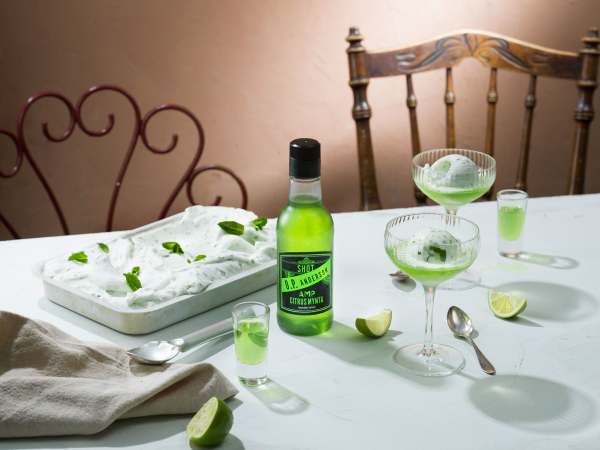 Limesorbet med AMP Shot.