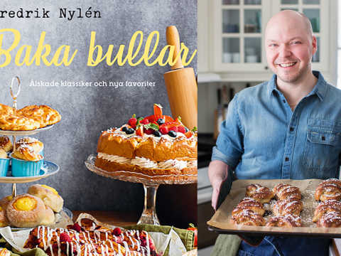 Fredrik Nylén med boken Baka Bullar