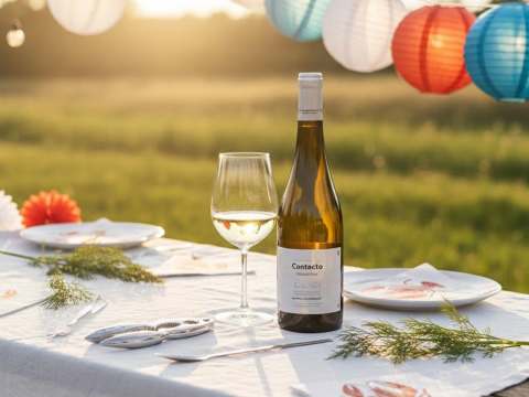 Contacto Alvarinho på bord med kräftset.