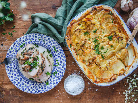 Kotlettrad med potatisgratäng