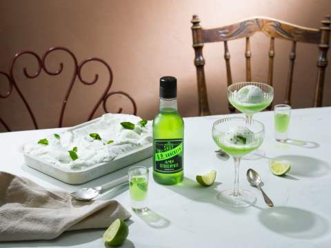 Limesorbet med AMP Shot.