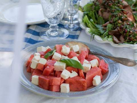 Fetaost och melonsallad