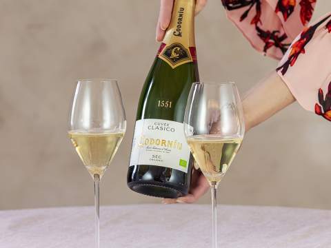 Codorniu clasico sec ja kuohuviinilasit